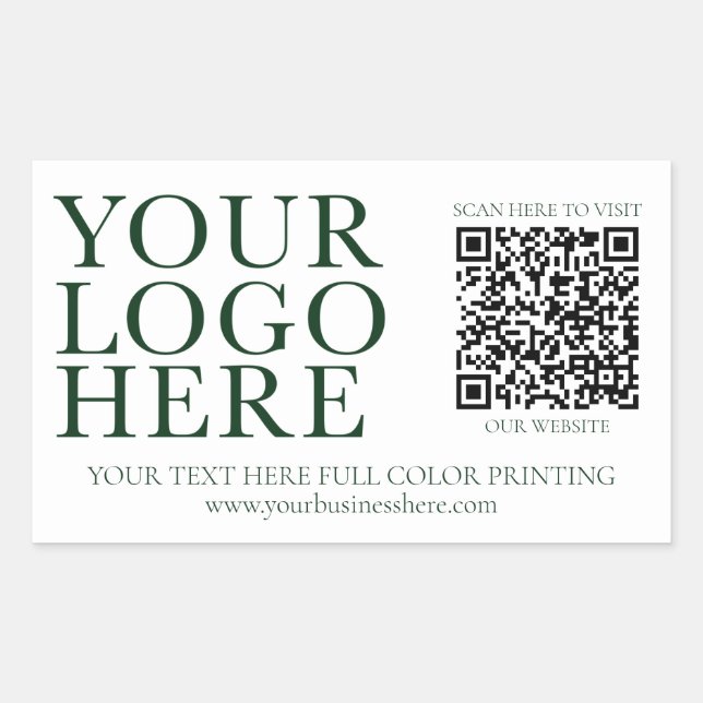 QR-Code für Ihr Logo Image-Unternehmen Rechteckiger Aufkleber (Vorderseite)