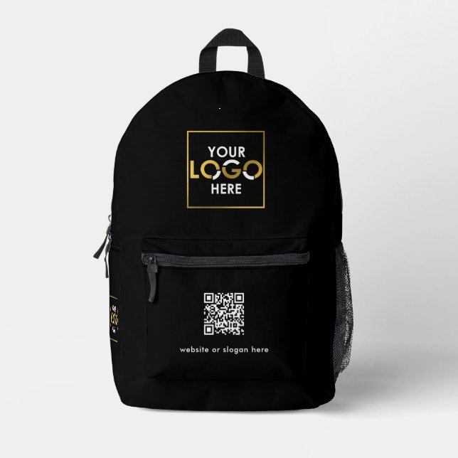 QR-Code für Ihr Logo - Werbe-Black Bedruckter Rucksack (Vorderseite)