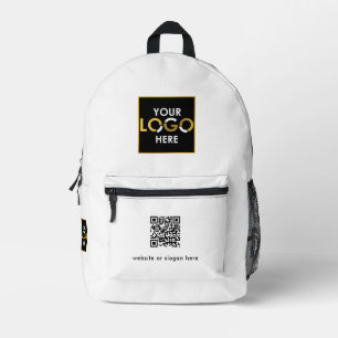 QR-Code für Ihr Logo - Werbeweiße Texte Bedruckter Rucksack