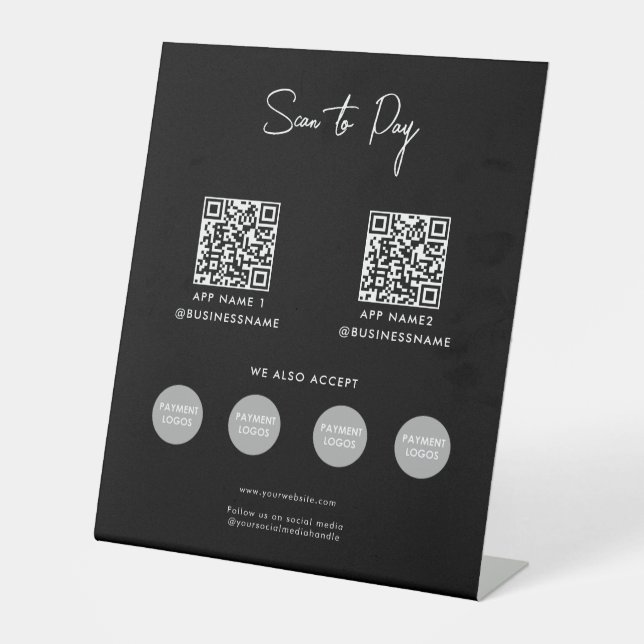 QR-Code für kontaktlose Zahlungen von Unternehmen  Sockelschild (Vorderseite)