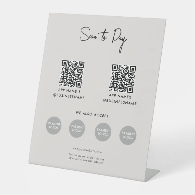 QR-Code für kontaktlose Zahlungen von Unternehmen  Sockelschild (Vorderseite)