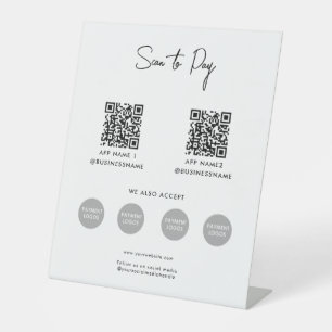 QR-Code für kontaktlose Zahlungen von Unternehmen Sockelschild