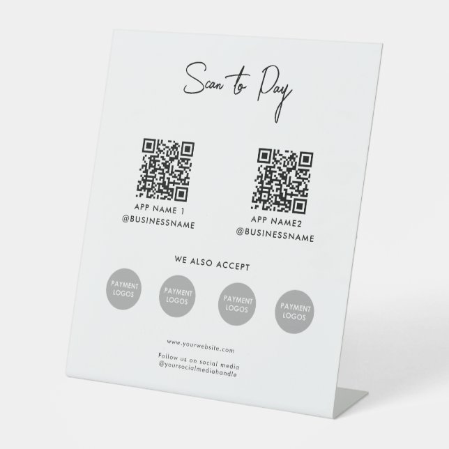 QR-Code für kontaktlose Zahlungen von Unternehmen  Sockelschild (Vorderseite)