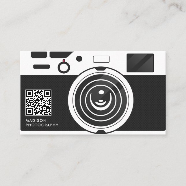 QR-Code für kreative Schwarz-Weiß-Fotografie Visitenkarte (Vorderseite)