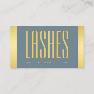 QR-Code für Lash Artist Dusty Blue und Gold Visitenkarte