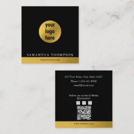 QR-Code für luxuriöse Black & Gold-Business-Logos Quadratische Visitenkarte