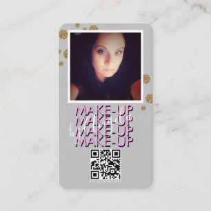 QR-Code für Make-up-Salon Gold Glitter Foto Geschä Visitenkarte