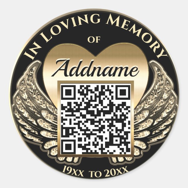 QR Code für Memorial Websites, Beerdigungen, Obits Runder Aufkleber (Vorderseite)