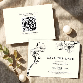 QR-Code für Minimalistische handgezogene Elfenbein Save The Date
