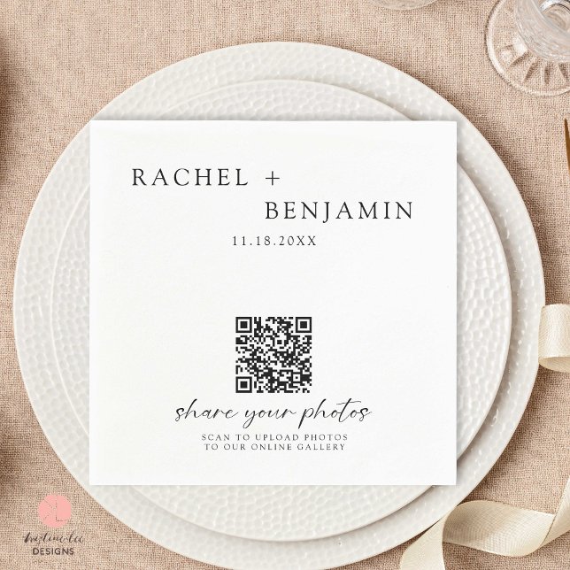 QR-Code für Minimalistische Hochzeiten Teilen Sie  Serviette (Von Creator hochgeladen)