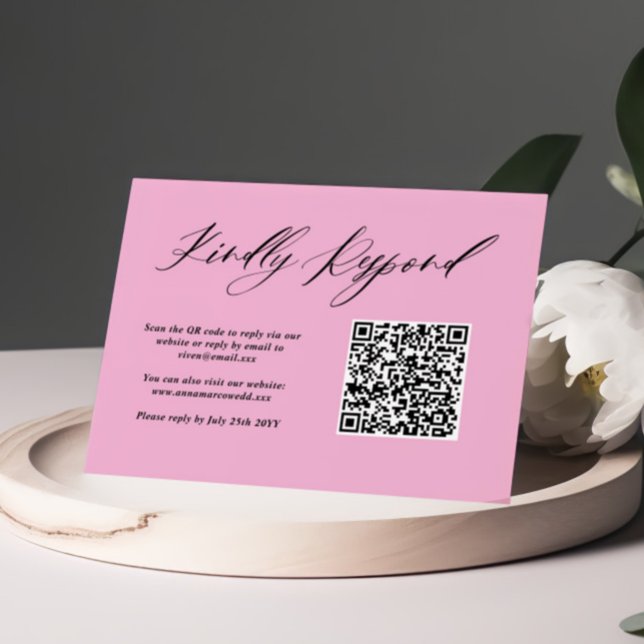 QR-Code für Minimalistische Lila Rosa Hochzeit RSVP Karte (Von Creator hochgeladen)