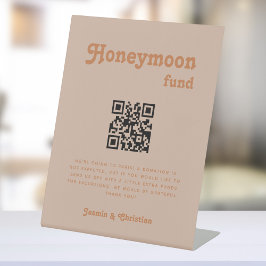 QR-Code für Minimalistische Retro-Hochzeitsfeierta Sockelschild