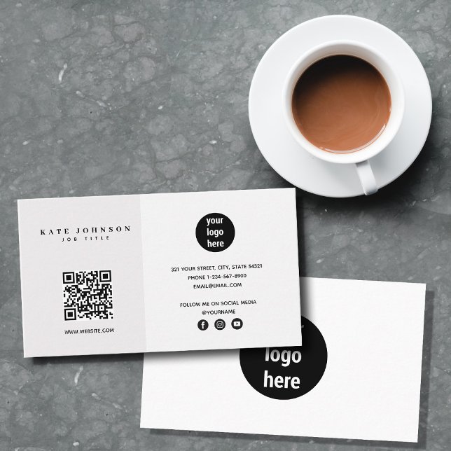 QR-Code für Minimalistische Unternehmen Visitenkarte (Modern Minimalist Business Logo QR Code Business Card)