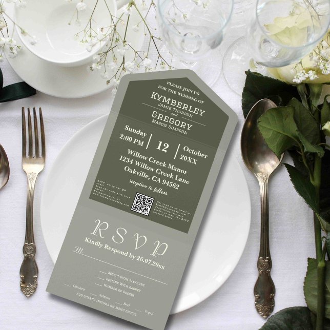 QR-Code für Minimalistisches Olivenöl All In One Einladung (Von Creator hochgeladen)