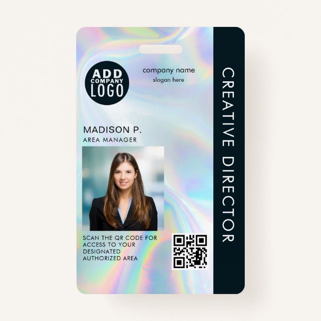 QR-Code für Mitarbeiter-Foto hinzufügen Ausweis (Vorderseite)