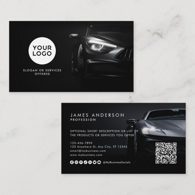 QR-Code für moderne Auto-/Autos und soziale Medien Visitenkarte (Vorne/Hinten)