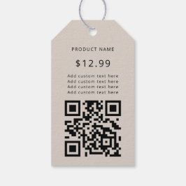 QR-Code für moderne Business-Logos Beige Preismark Geschenkanhänger