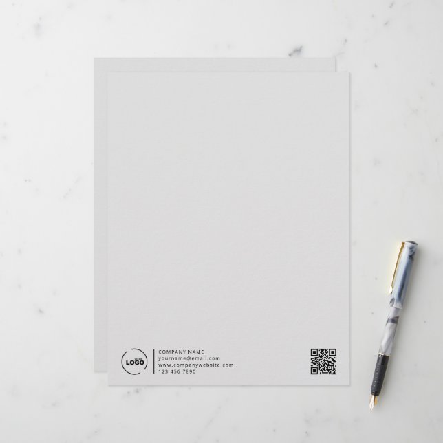 QR-Code für moderne Business-Logos grau Briefbogen (Vorderseite/Rückseite Beispiel)