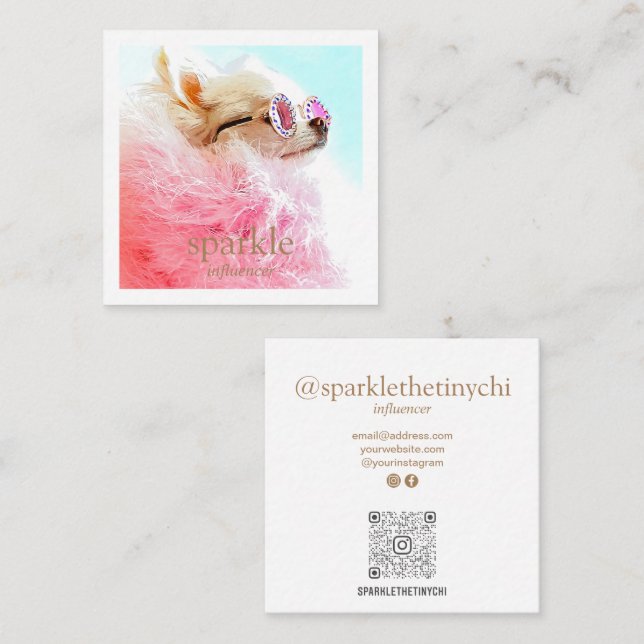 QR-Code für moderne Frame-Foto Quadratische Visitenkarte (Vorne/Hinten)