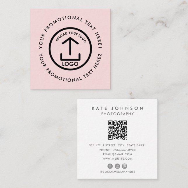 QR-Code für moderne Geschäftslogos - rot Quadratische Visitenkarte (Vorne/Hinten)