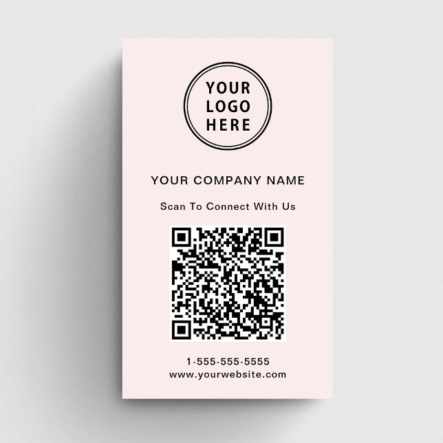 QR-Code für moderne Logos Rosa Visitenkarte (Capture attention, make connections, and leave a lasting impression with our modern QR business card)
