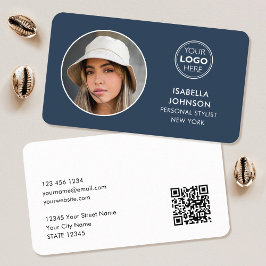 QR-Code für moderne Minimalistische Fotos - Blau Visitenkarte