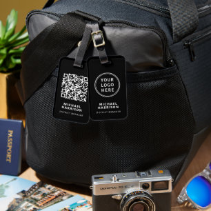 QR-Code für moderne Unternehmen schwarz Gepäckanhänger