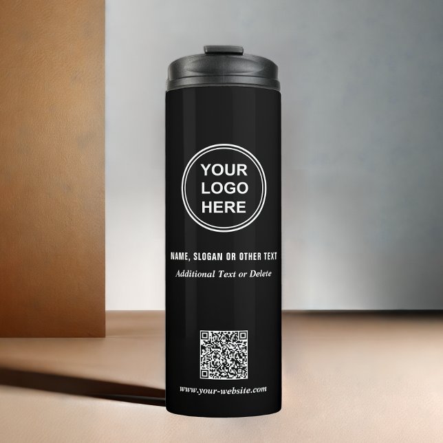 QR-Code für moderne Unternehmen schwarz Thermosbecher (Von Creator hochgeladen)