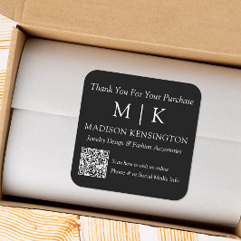 QR-Code für Monogram oder Add-Logo Quadratischer Aufkleber
