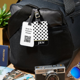 QR-Code für Monogramm-Monogramm mit schwarzem und Gepäckanhänger
