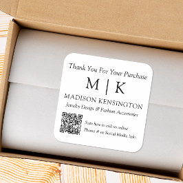QR-Code für Monogramm oder Add-Logos Quadratischer Aufkleber