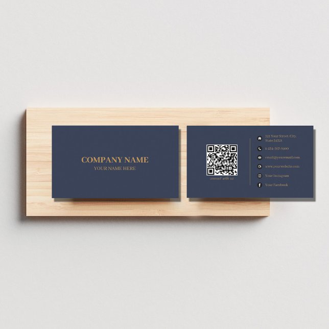QR-Code für Navy Blue Gold Minimalistisch Social M Visitenkarte (Von Creator hochgeladen)