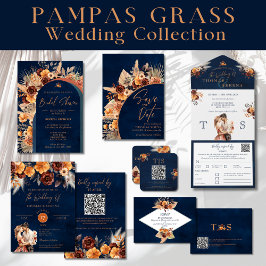 QR-Code für Navy Blue & Terracotta Save the Date Einladung