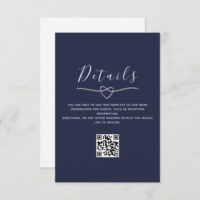 QR-Code für Navy Blue Wedding Begleitkarte (Vorne/Hinten)