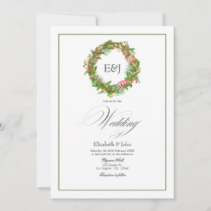 QR-Code für Poinsettia & Pine Christmas Wedding Ch Einladung