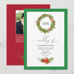 QR-Code für Poinsettia & Pine Christmas Wedding Ch Einladung