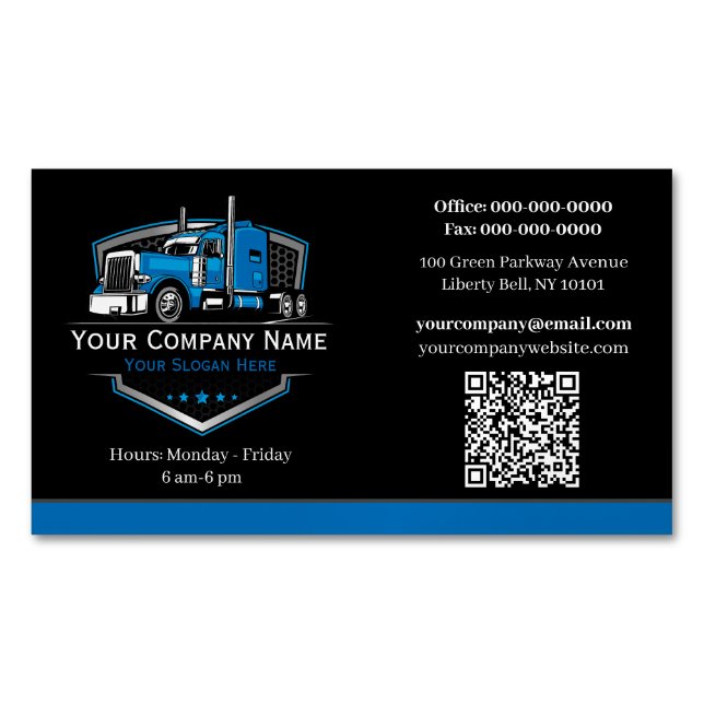 QR-Code für professionelle LKW-Transportunternehme Magnetische Visitenkarte (Vorderseite)