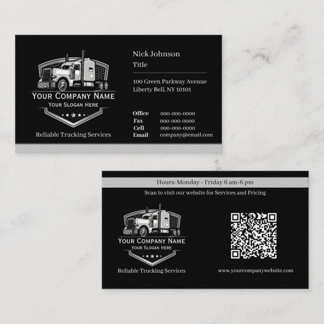 QR-Code für professionelle LKW-Transportunternehme Visitenkarte (Vorne/Hinten)