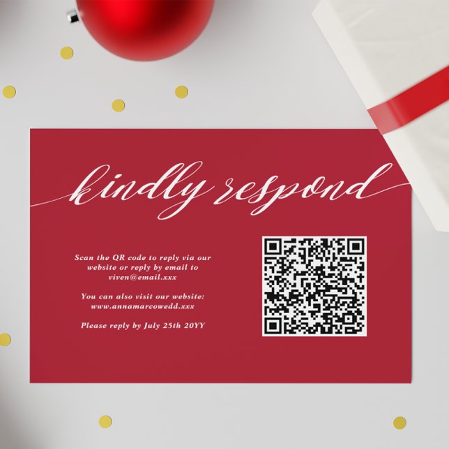 QR Code für Red Christmas Wedding RSVP Karte (Von Creator hochgeladen)