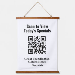 QR-Code für Restaurant Specials Menü Wandteppich Mit Holzrahmen