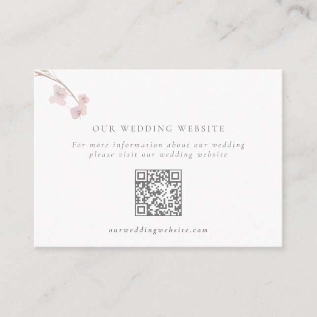 QR-Code für romantische Blush Floral Wedding Begleitkarte (Vorderseite)