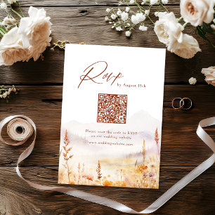 QR-Code für rustikale Hochzeit auf dem Wildblumenb RSVP Karte