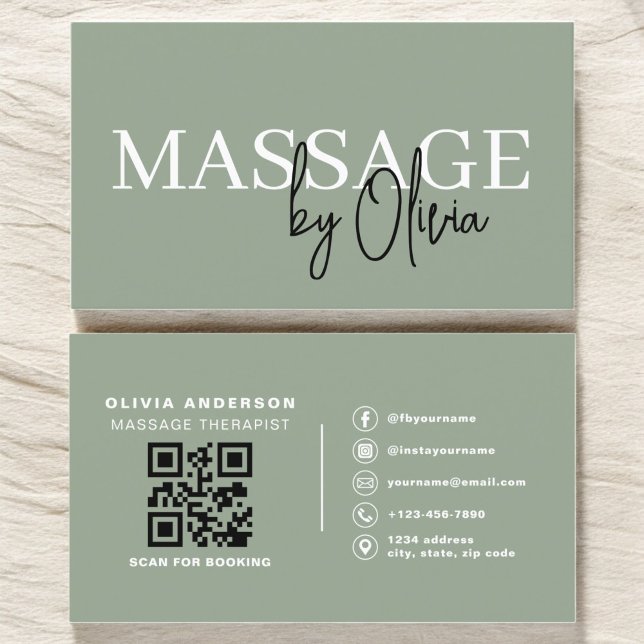 QR-Code für Sage Green Massage Therapeut Visitenkarte (Von Creator hochgeladen)