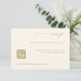 QR-Code für sanfte romantische Creme und Gold-Hoch RSVP Karte