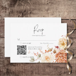QR-Code für scharfer Fall Rust & Blush Boho RSVP Karte