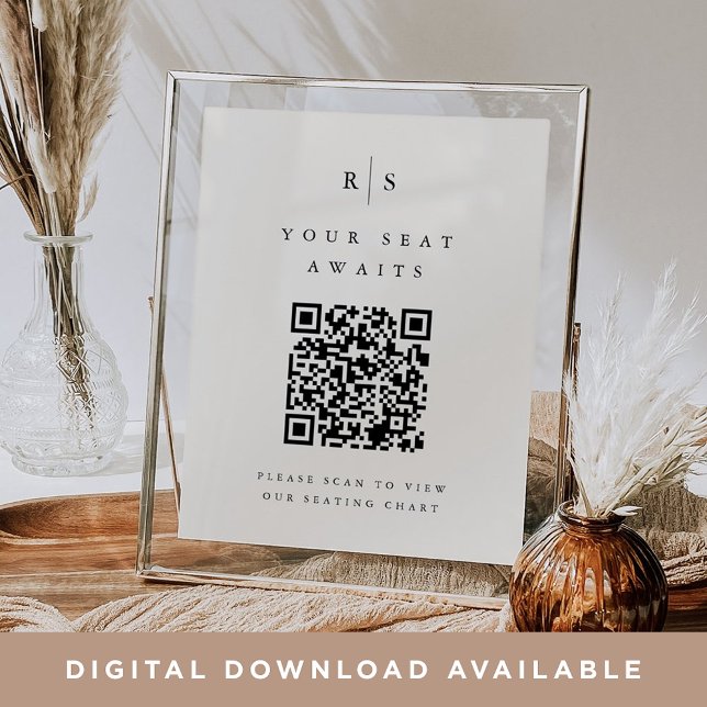 QR-Code für Schwarz-Ecru-Monogramm-Hochzeitszeiche Poster (Von Creator hochgeladen)