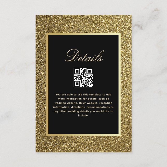 QR-Code für Schwarz-Gold-Hochzeiten Begleitkarte (Vorderseite)