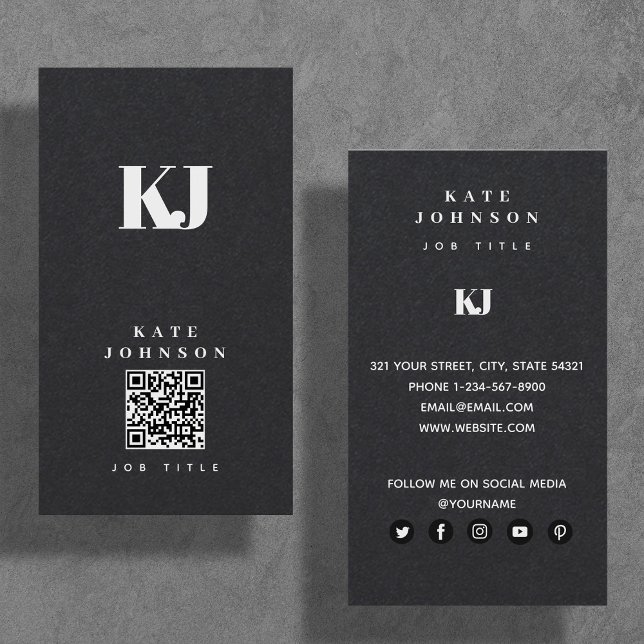 QR-Code für Schwarz-Modern-Solid-Monogramm-Initial Visitenkarte (Von Creator hochgeladen)