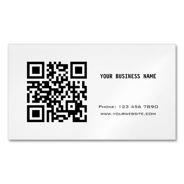 QR-Code für Schwarz und Weiß Magnetische Visitenkarte (Vorderseite)