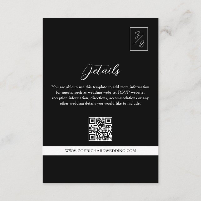 QR-Code für Schwarz-Weiß-Hochzeiten Begleitkarte (Vorderseite)